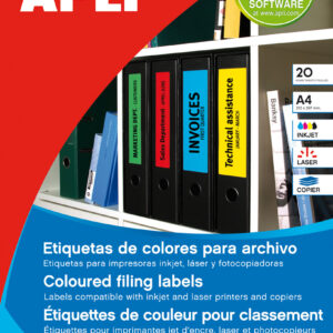 APLI Paq. 20 hojas Etiquetas verdes para archivo 190,0 x 61,0 mm