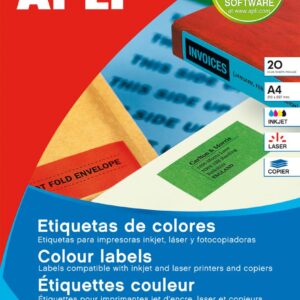 APLI Paq. 20 hojas Etiquetas rojas permanentes 105,0 x 37,0 mm