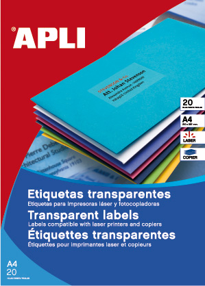 APLI PACK 20H Etiquetas Translúcidas Mate 63,5 x 38,1 mm