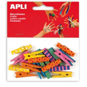 PAQ. 20 PINZAS MADERA COLORES GRANDES APLI 13480