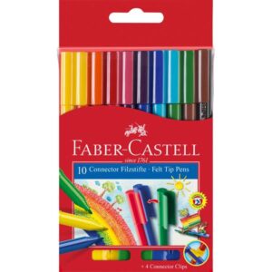 FABER CASTELL Estuche de carton 10 rotuladores Connector + 4 conectores